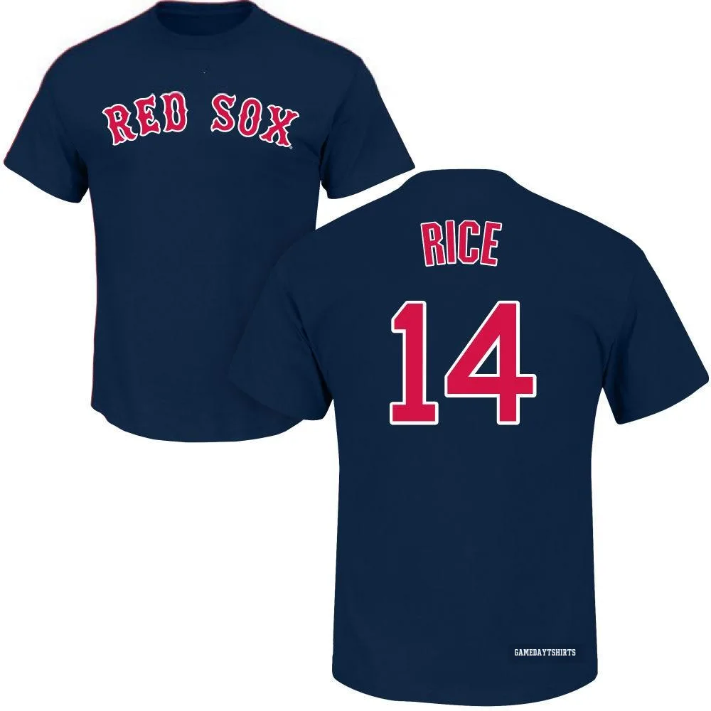Jim Rice Boston Red Sox ＃14 Navy Roster T-Shirt