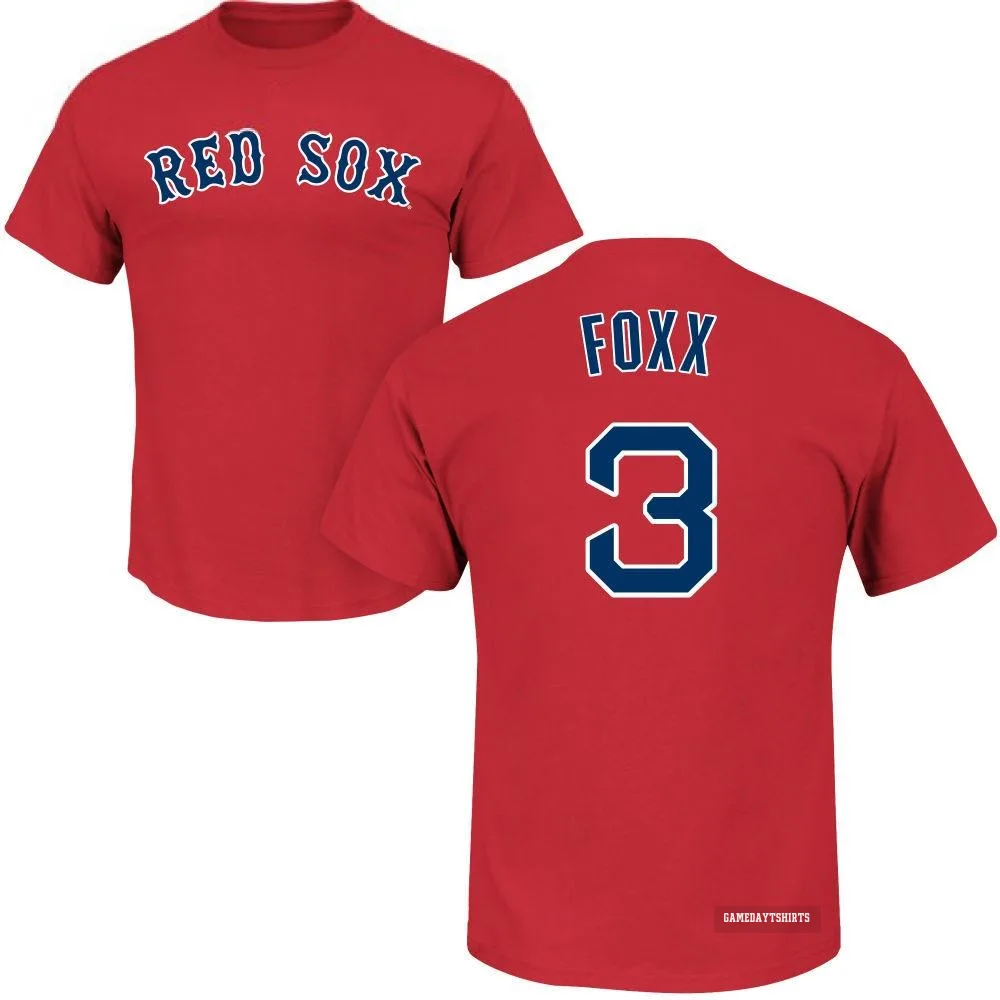 Jimmie Foxx Boston Red Sox ＃3 Scarlet Roster T-Shirt