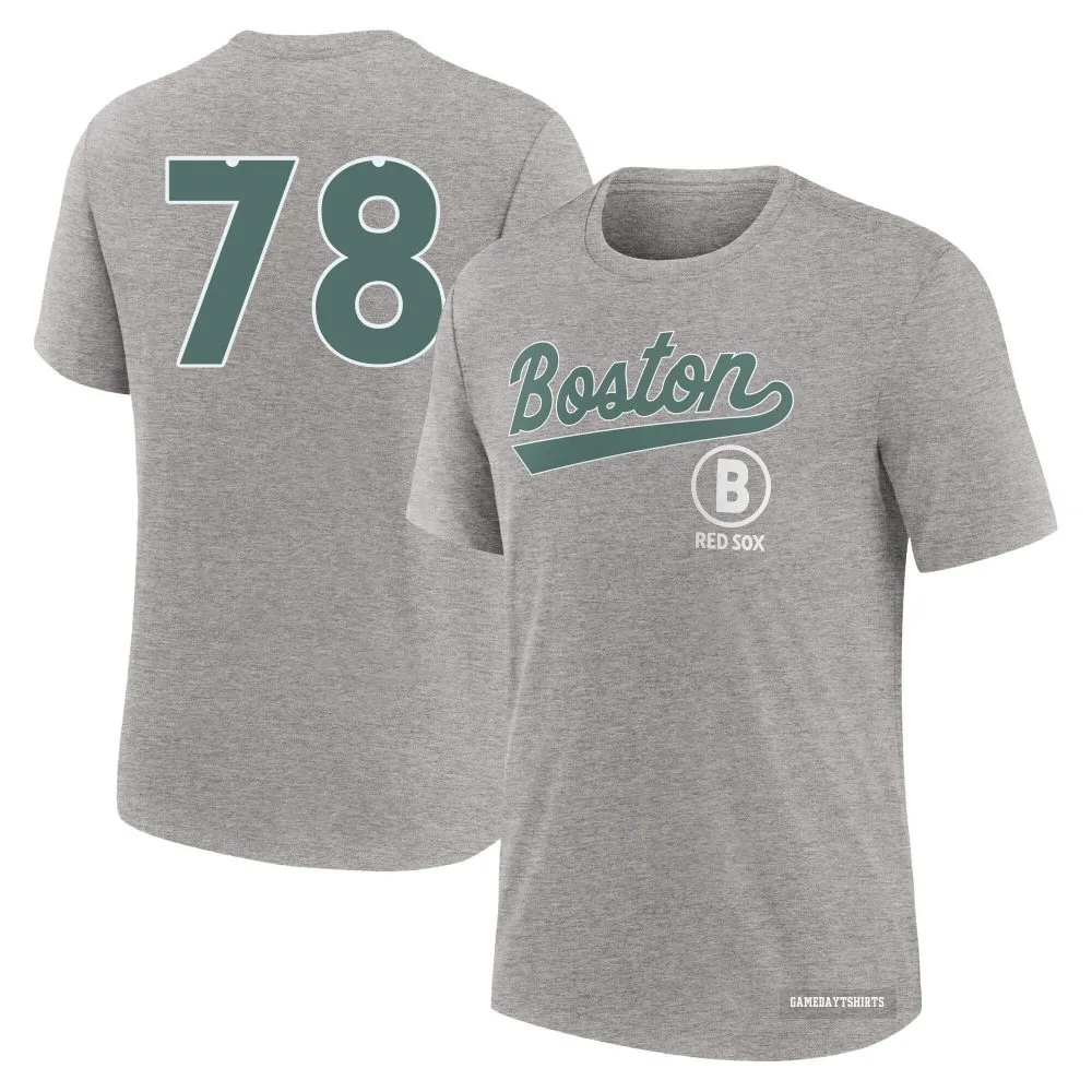 Joe Jacques Boston Red Sox ＃78 Charcoal Heather 2025 City Connect T-Shirt