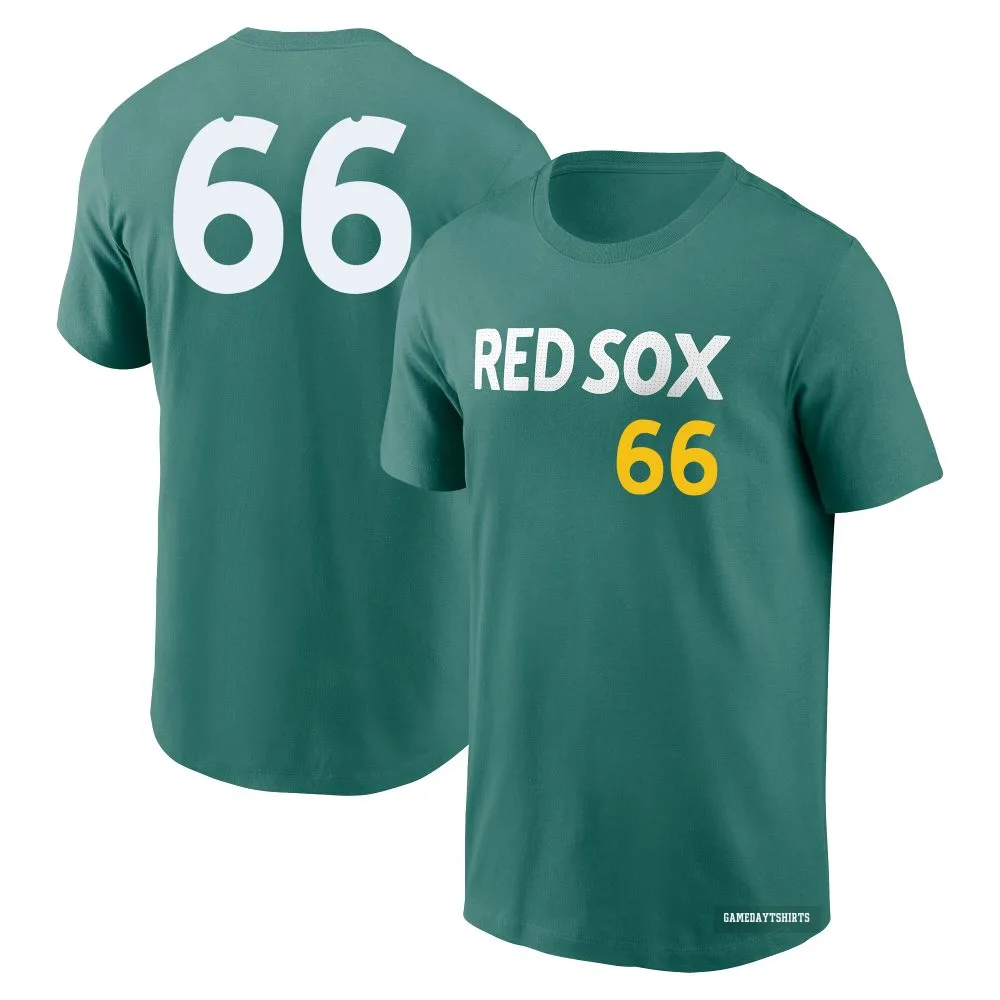 Jorge Alcala Boston Red Sox ＃66 Green 2025 City Connect Fuse T-Shirt