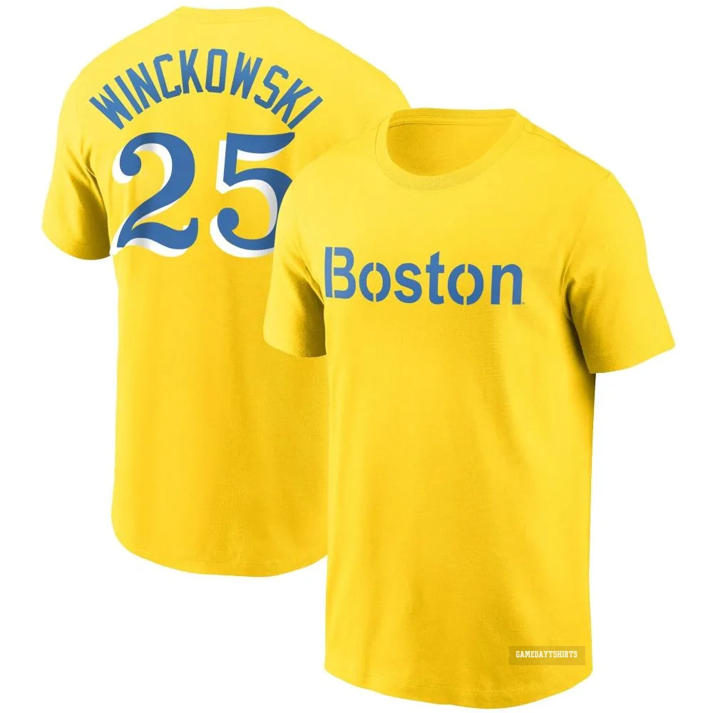 Josh Winckowski Boston Red Sox ＃25 Gold City Connect T-Shirt