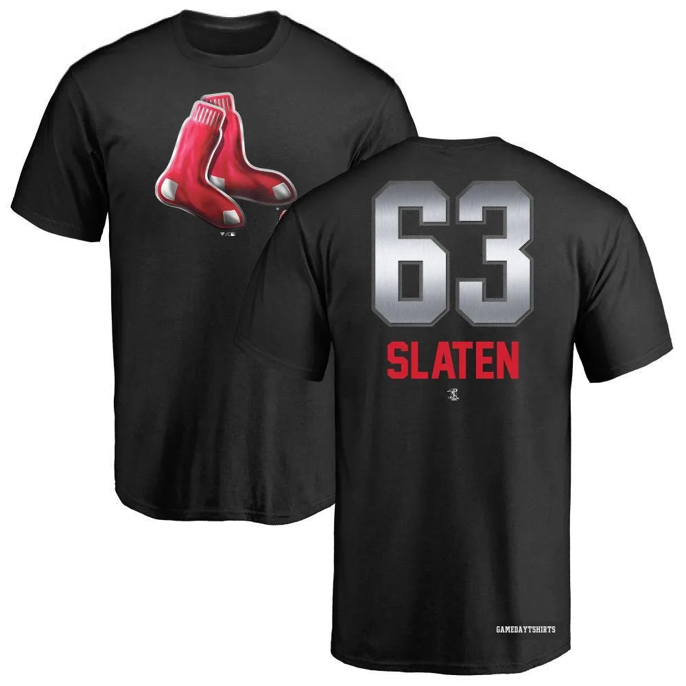 Justin Slaten Boston Red Sox ＃63 Black Midnight Mascot T-Shirt