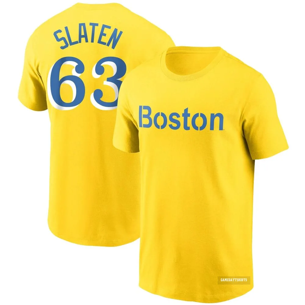 Justin Slaten Boston Red Sox ＃63 Gold City Connect T-Shirt