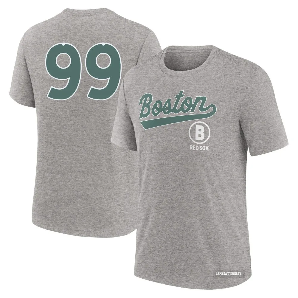 Luis Guerrero Boston Red Sox ＃99 Charcoal Heather 2025 City Connect T-Shirt