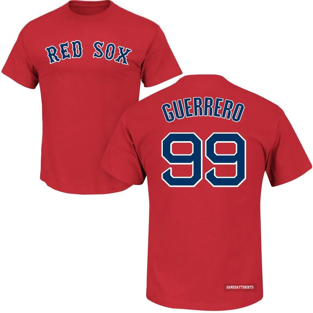 Luis Guerrero Boston Red Sox ＃99 Scarlet Roster T-Shirt