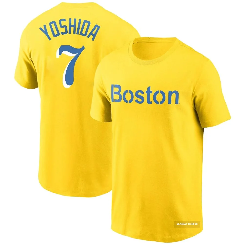 Masataka Yoshida Boston Red Sox ＃7 Gold City Connect T-Shirt