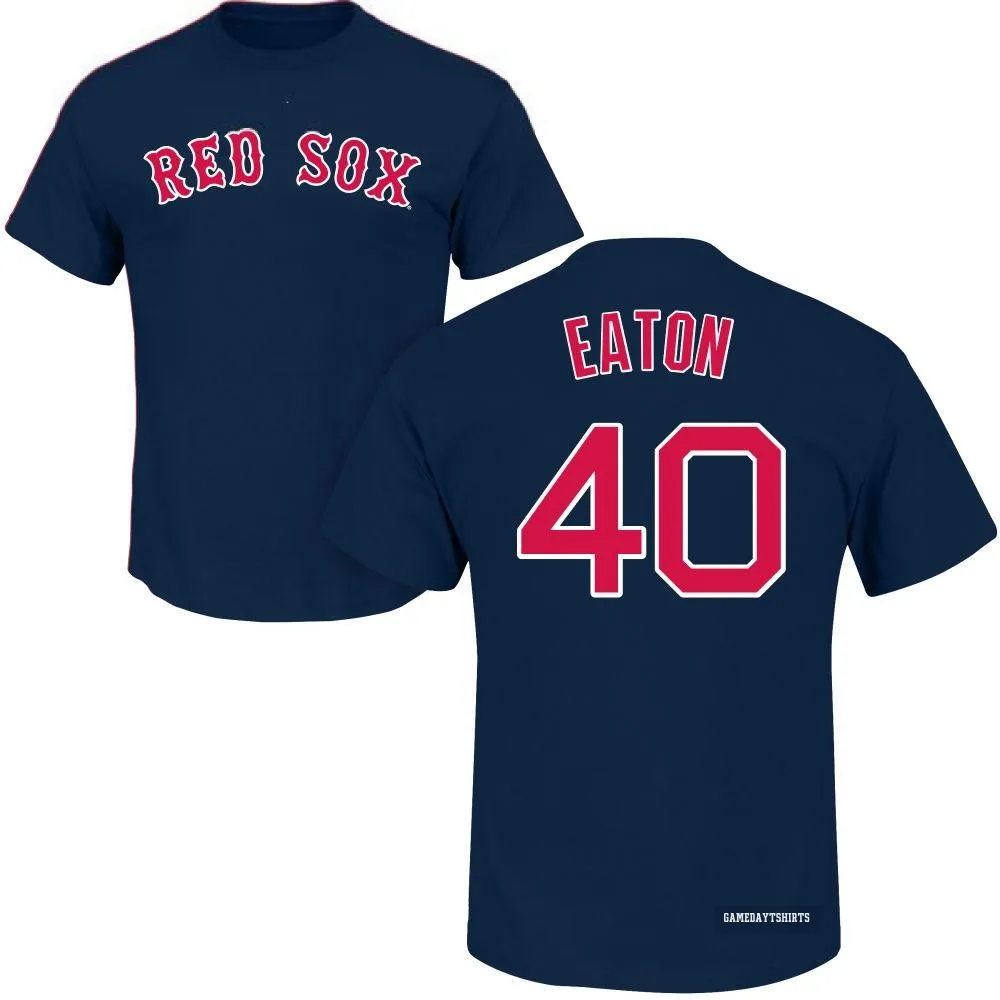 Nate Eaton Boston Red Sox ＃40 Navy Roster T-Shirt
