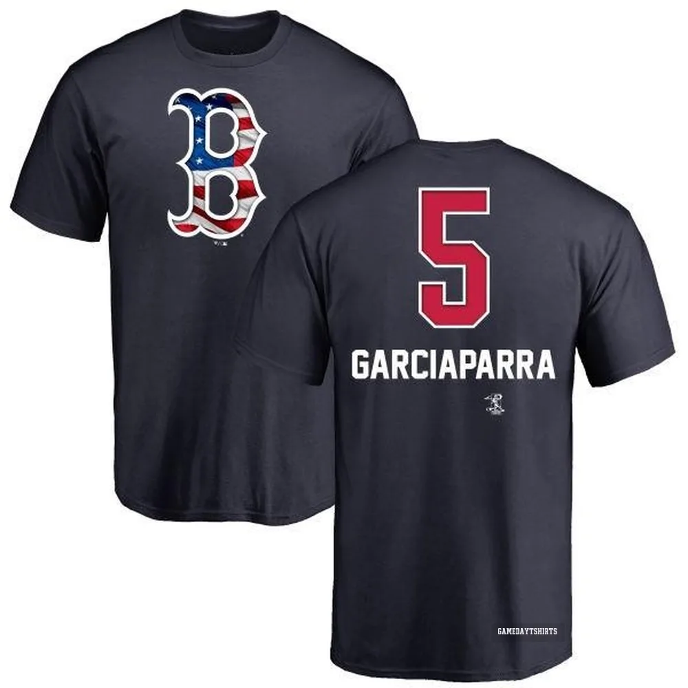 Nomar Garciaparra Boston Red Sox ＃5 Navy Name and Number Banner Wave T-Shirt