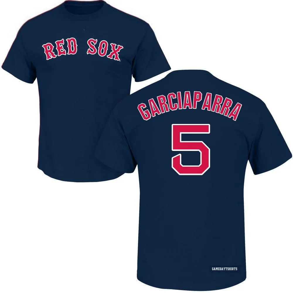 Nomar Garciaparra Boston Red Sox ＃5 Navy Roster T-Shirt