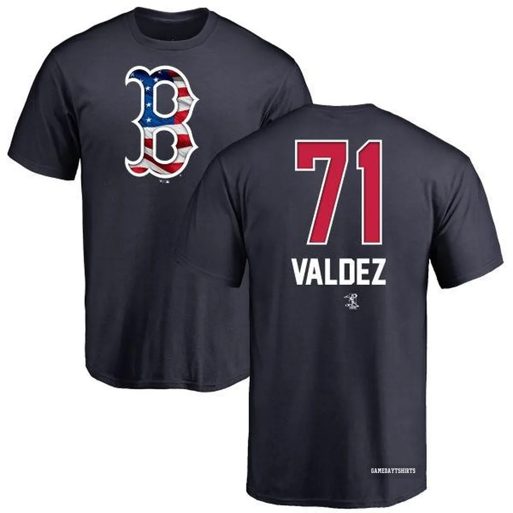 Phillips Valdez Boston Red Sox ＃71 Navy Name and Number Banner Wave T-Shirt