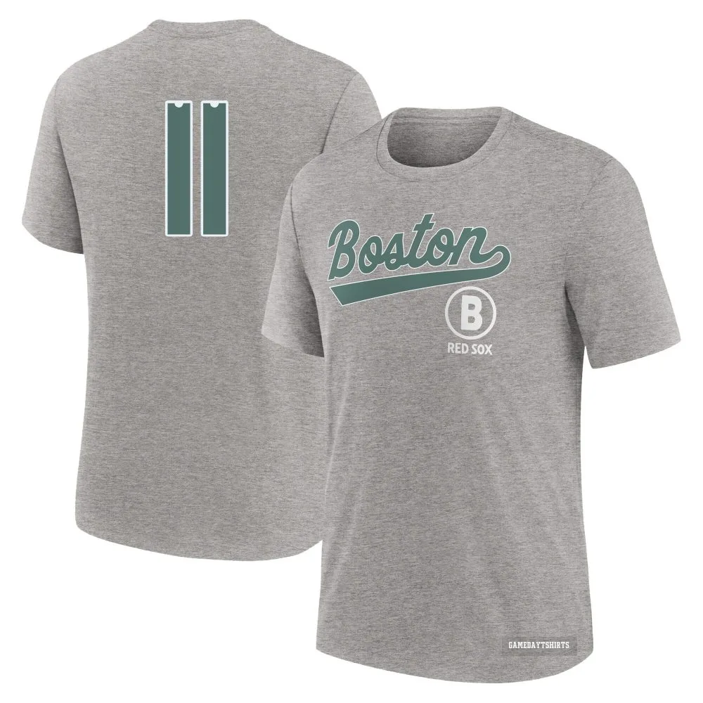 Rafael Devers Boston Red Sox ＃11 Charcoal Heather 2025 City Connect T-Shirt