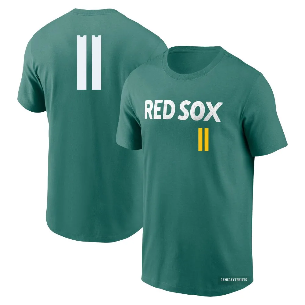 Rafael Devers Boston Red Sox ＃11 Green 2025 City Connect Fuse T-Shirt