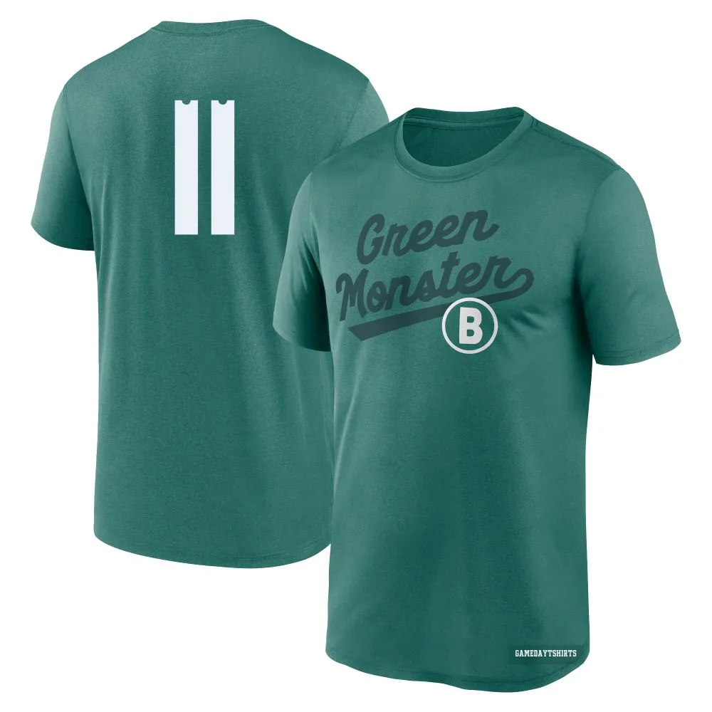 Rafael Devers Boston Red Sox ＃11 Green 2025 City Connect Team Phrase Script Performance T-Shirt