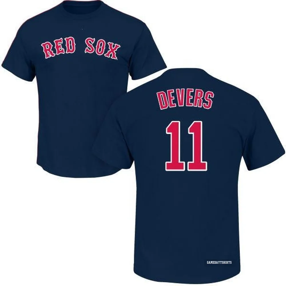 Rafael Devers Boston Red Sox ＃11 Navy Roster T-Shirt