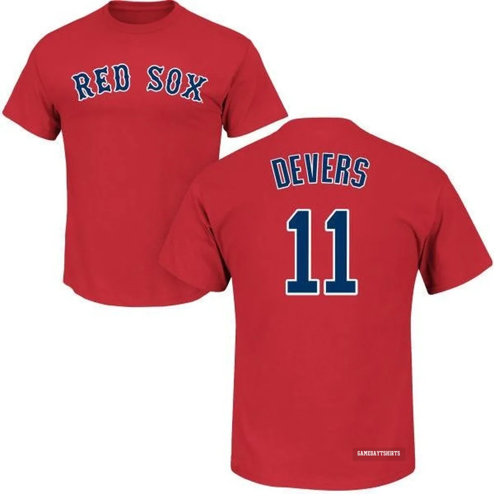 Rafael Devers Boston Red Sox ＃11 Scarlet Roster T-Shirt