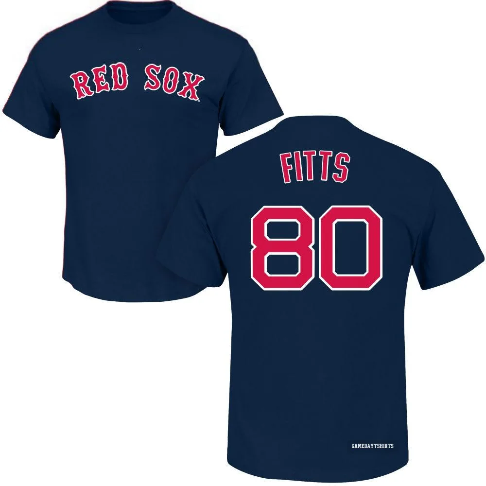 Richard Fitts Boston Red Sox ＃80 Navy Roster T-Shirt