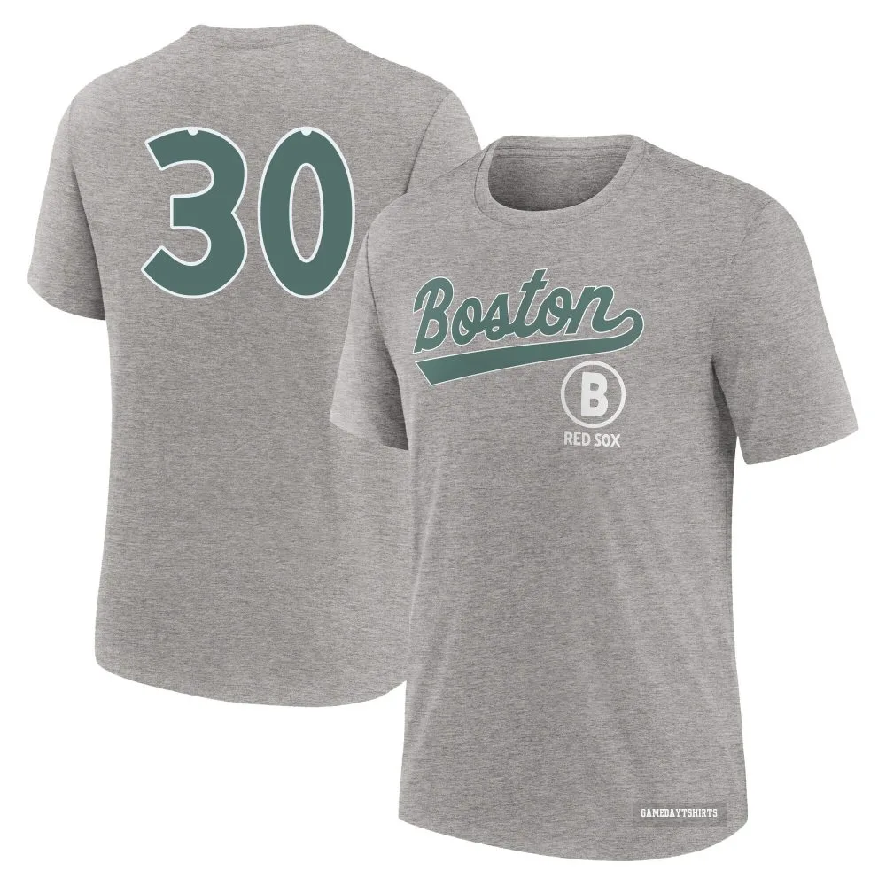 Rob Refsnyder Boston Red Sox ＃30 Charcoal Heather 2025 City Connect T-Shirt