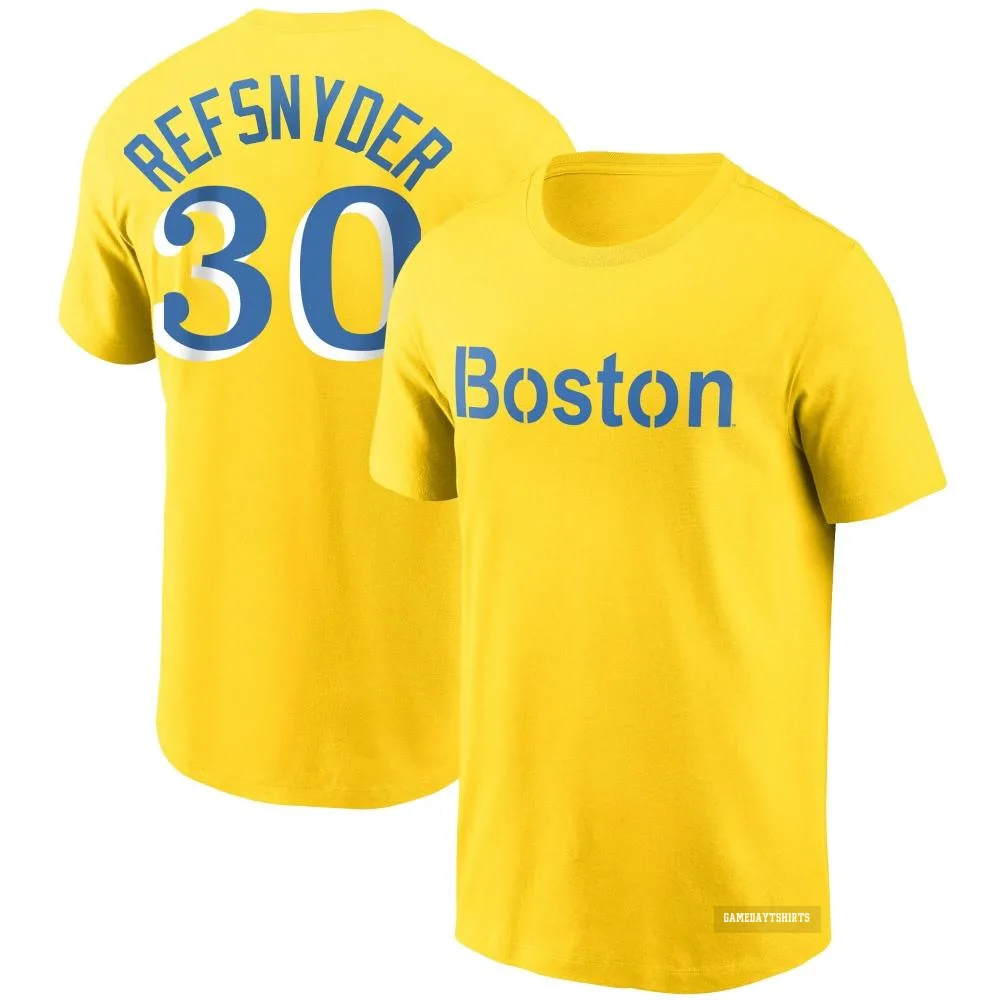 Rob Refsnyder Boston Red Sox ＃30 Gold City Connect T-Shirt