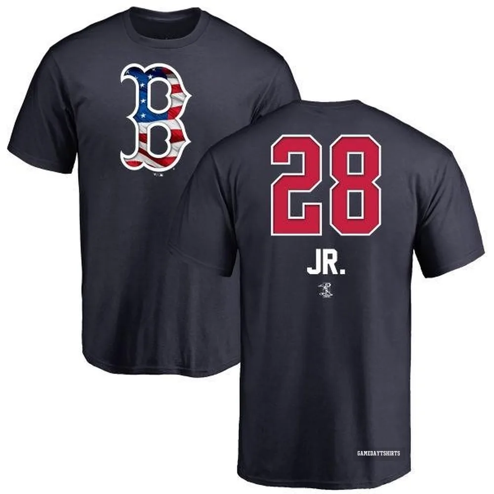 Robbie Ross Jr. Boston Red Sox ＃28 Navy Name and Number Banner Wave T-Shirt