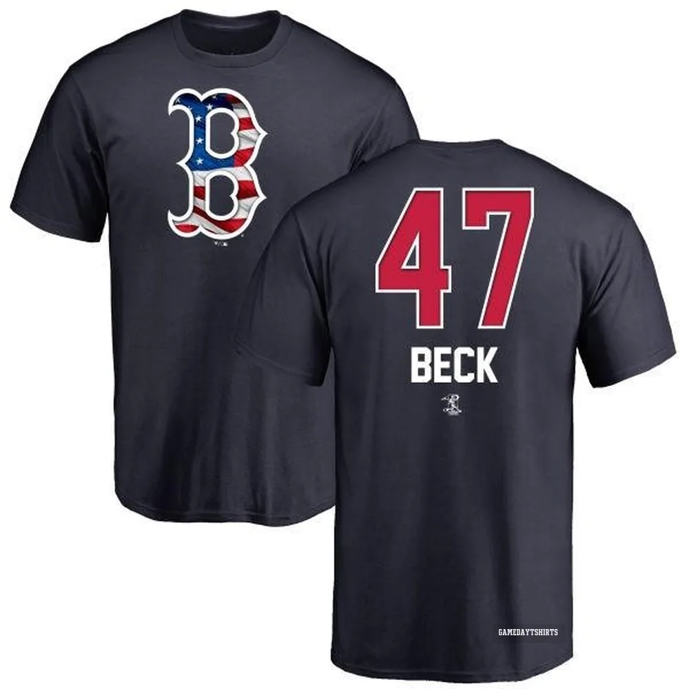 Rod Beck Boston Red Sox ＃47 Navy Name and Number Banner Wave T-Shirt