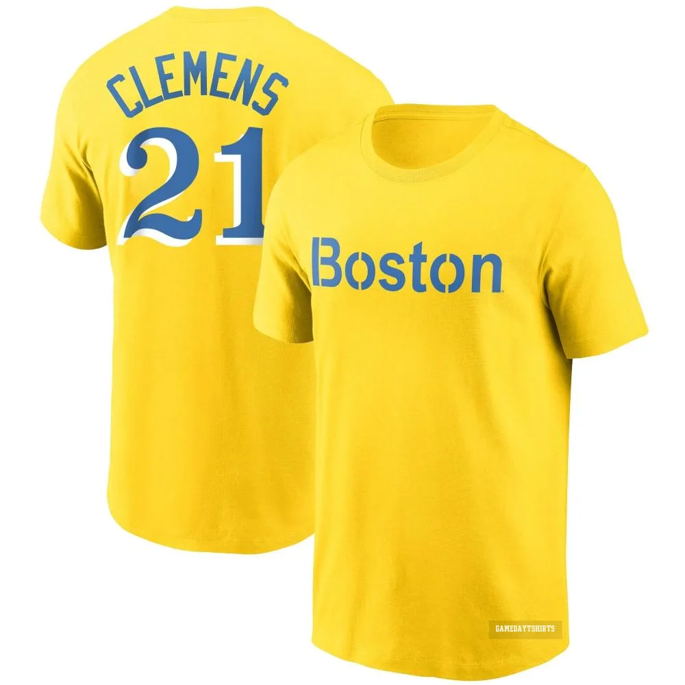 Roger Clemens Boston Red Sox ＃21 Gold City Connect T-Shirt