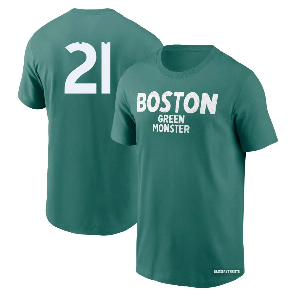 Roger Clemens Boston Red Sox ＃21 Green 2025 City Connect Wordmark T-Shirt