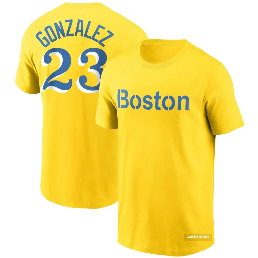 Romy Gonzalez Boston Red Sox ＃23 Gold City Connect T-Shirt