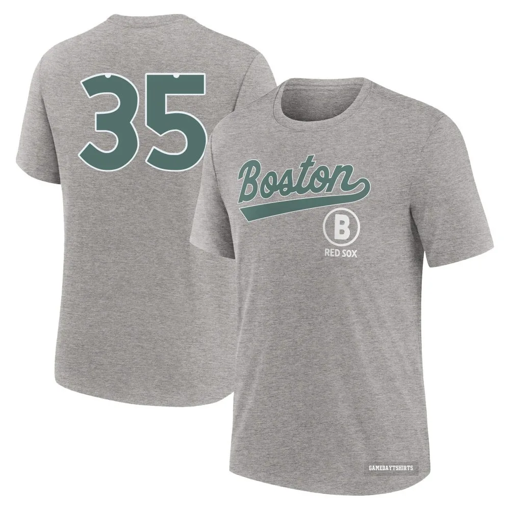 Steven Wright Boston Red Sox ＃35 Charcoal Heather 2025 City Connect T-Shirt