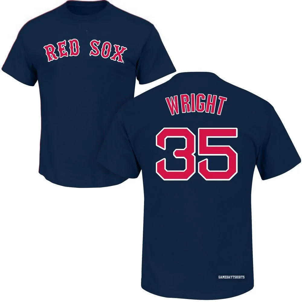 Steven Wright Boston Red Sox ＃35 Navy Roster T-Shirt