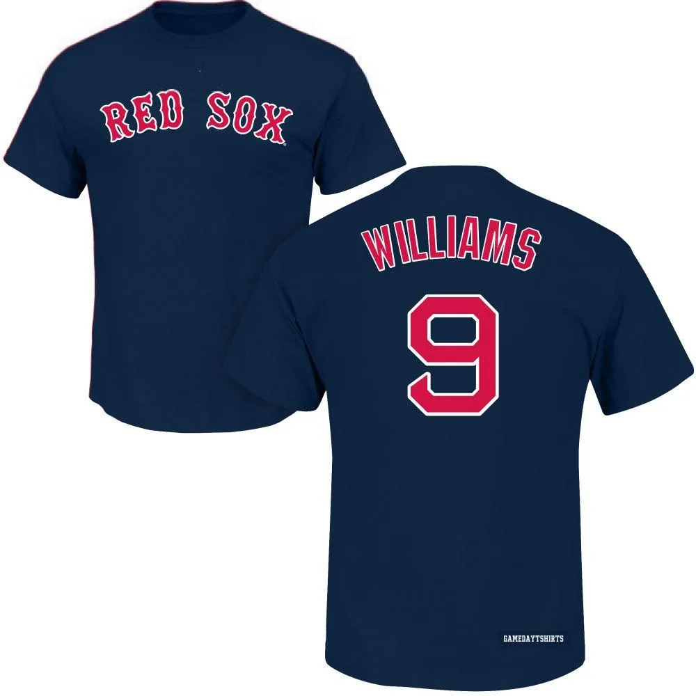 Ted Williams Boston Red Sox ＃9 Navy Roster T-Shirt