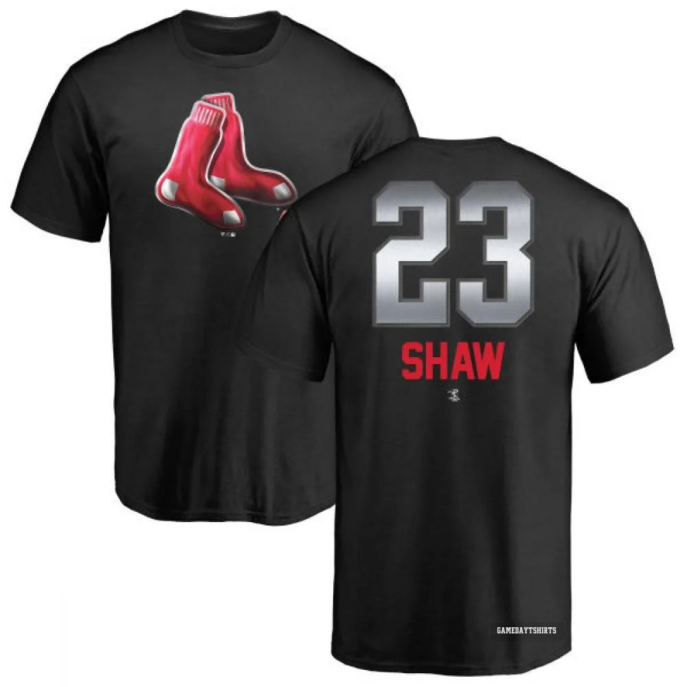 Travis Shaw Boston Red Sox ＃23 Black Midnight Mascot T-Shirt