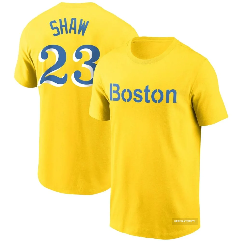 Travis Shaw Boston Red Sox ＃23 Gold City Connect T-Shirt