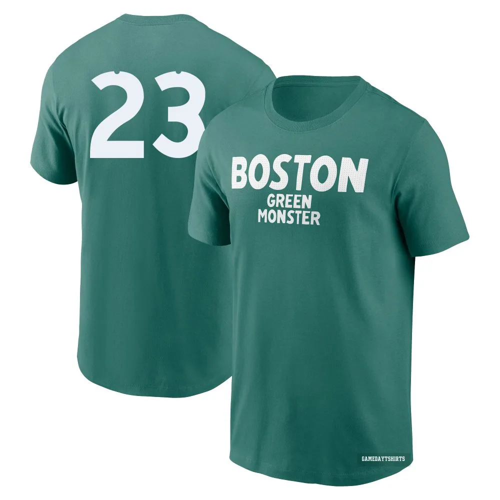Travis Shaw Boston Red Sox ＃23 Green 2025 City Connect Wordmark T-Shirt