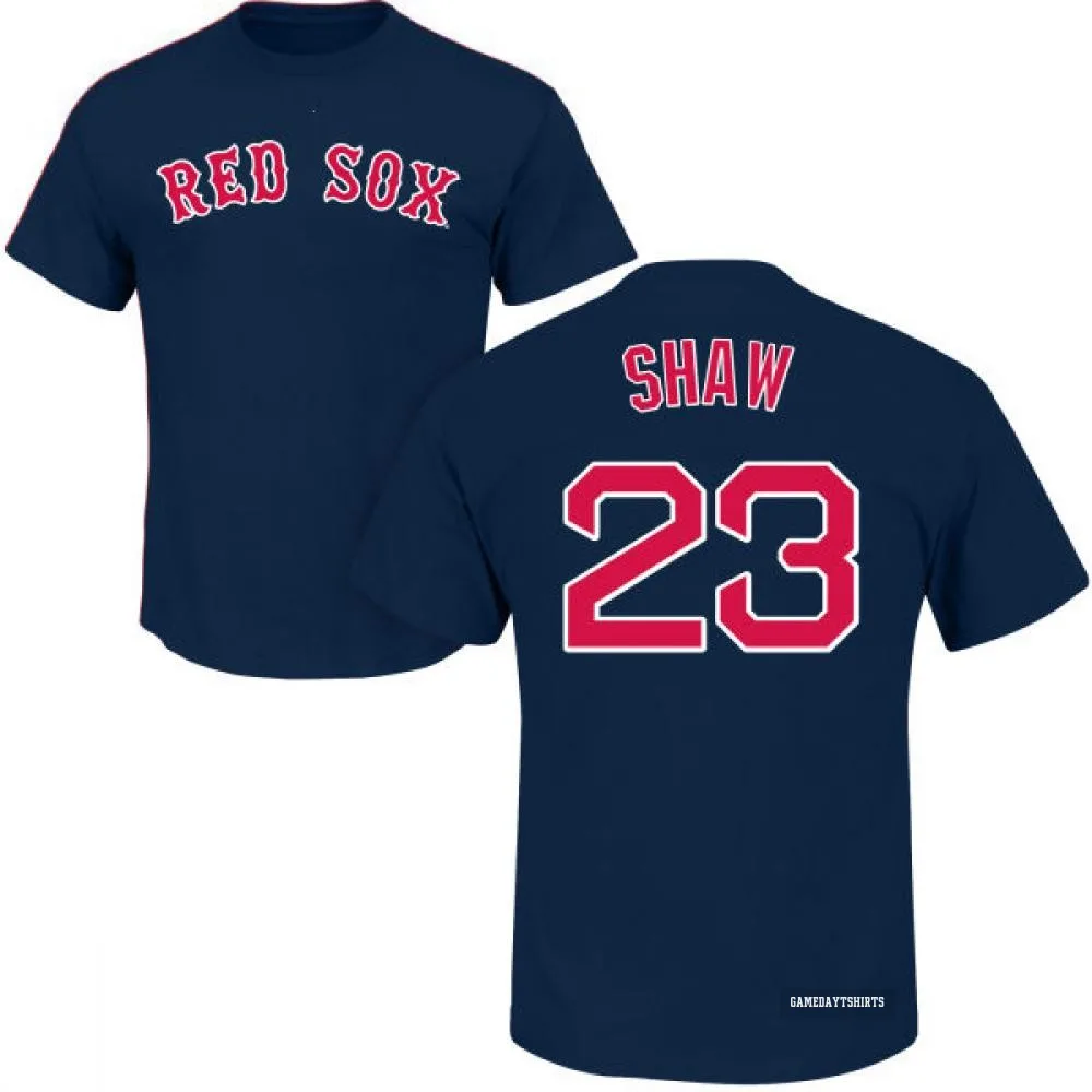 Travis Shaw Boston Red Sox ＃23 Navy Roster T-Shirt