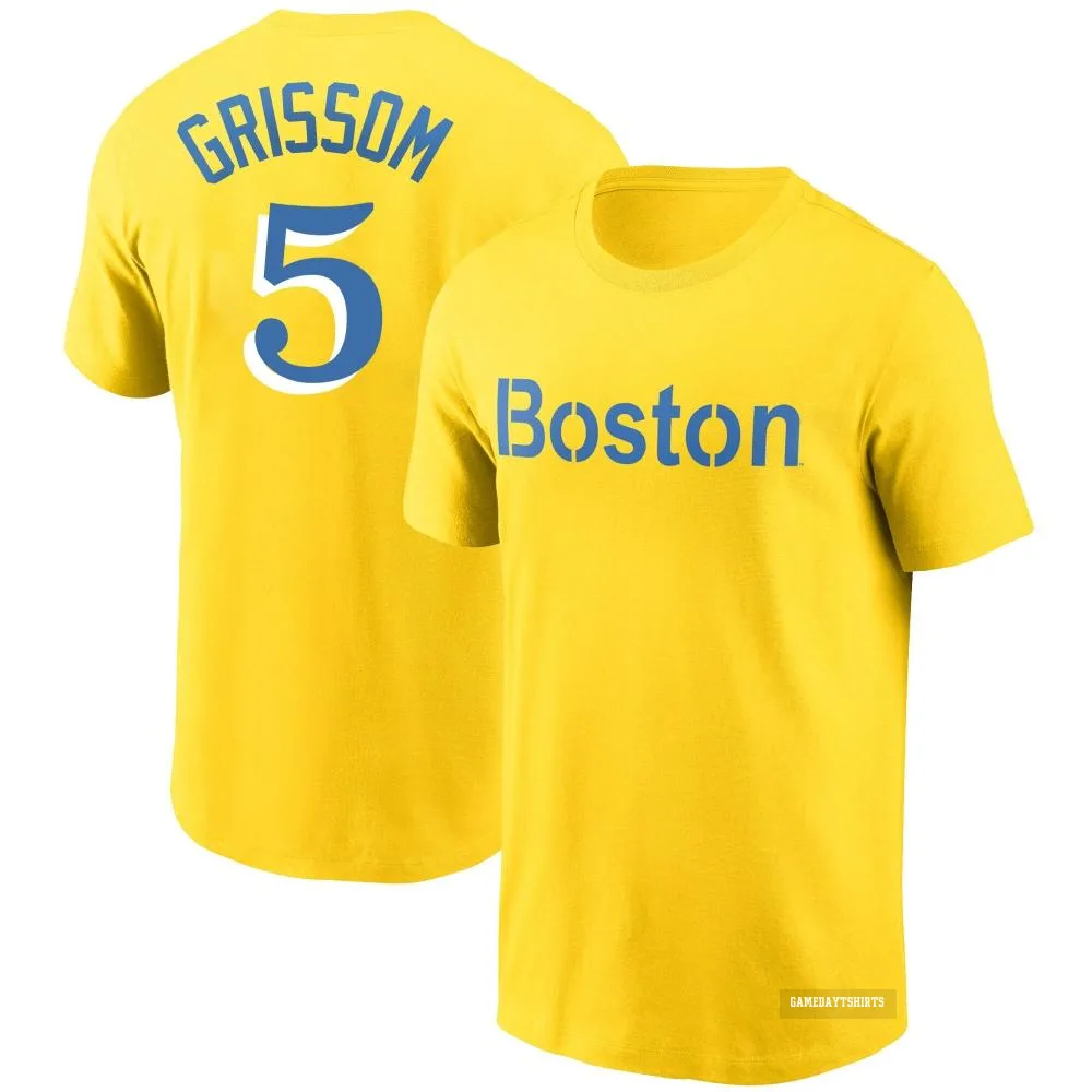 Vaughn Grissom Boston Red Sox ＃5 Gold City Connect T-Shirt