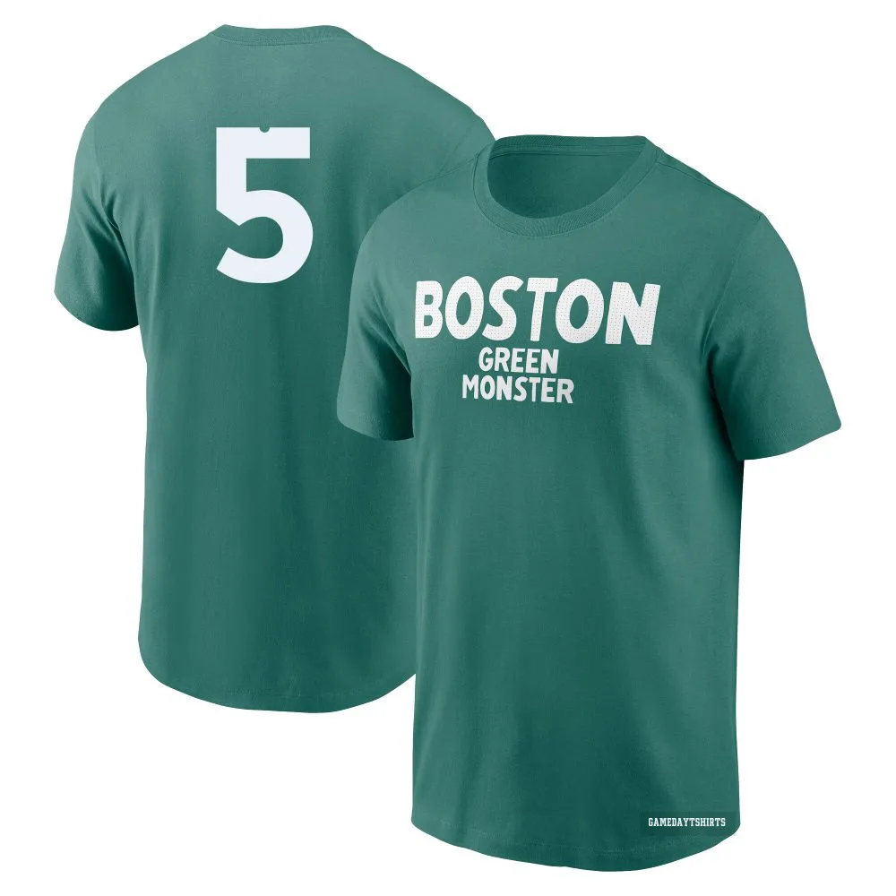 Vaughn Grissom Boston Red Sox ＃5 Green 2025 City Connect Wordmark T-Shirt
