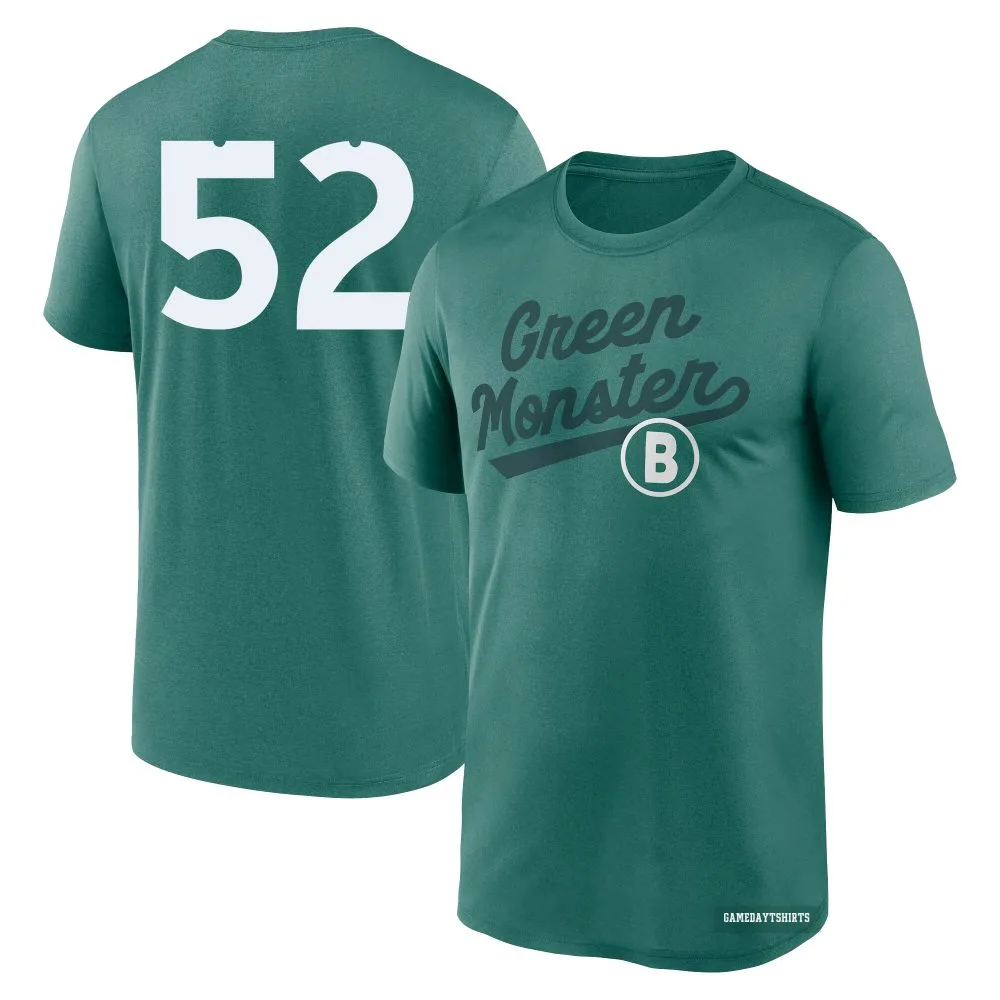Wilyer Abreu Boston Red Sox ＃52 Green 2025 City Connect Team Phrase Script Performance T-Shirt