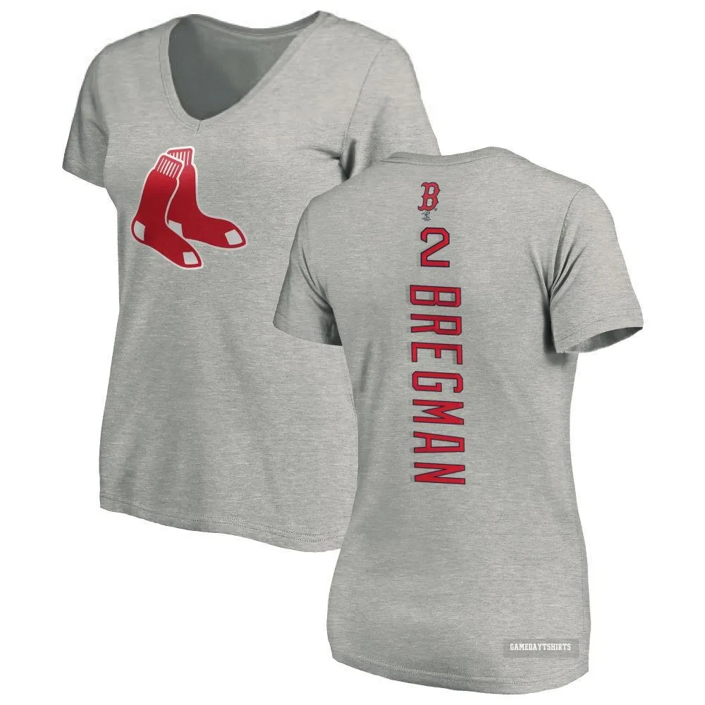 Women's Alex Bregman Boston Red Sox ＃2 Backer Slim Fit T-Shirt Ash