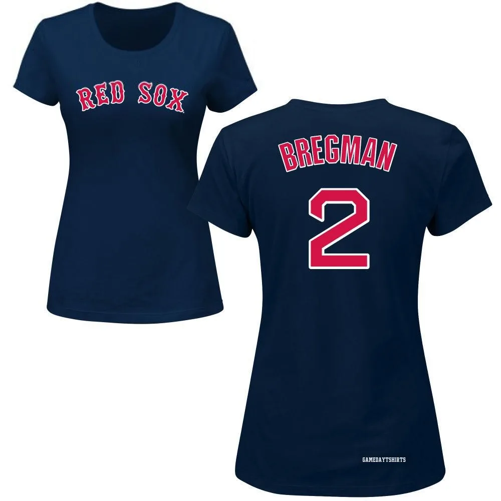 Women's Alex Bregman Boston Red Sox ＃2 Navy Roster T-Shirt