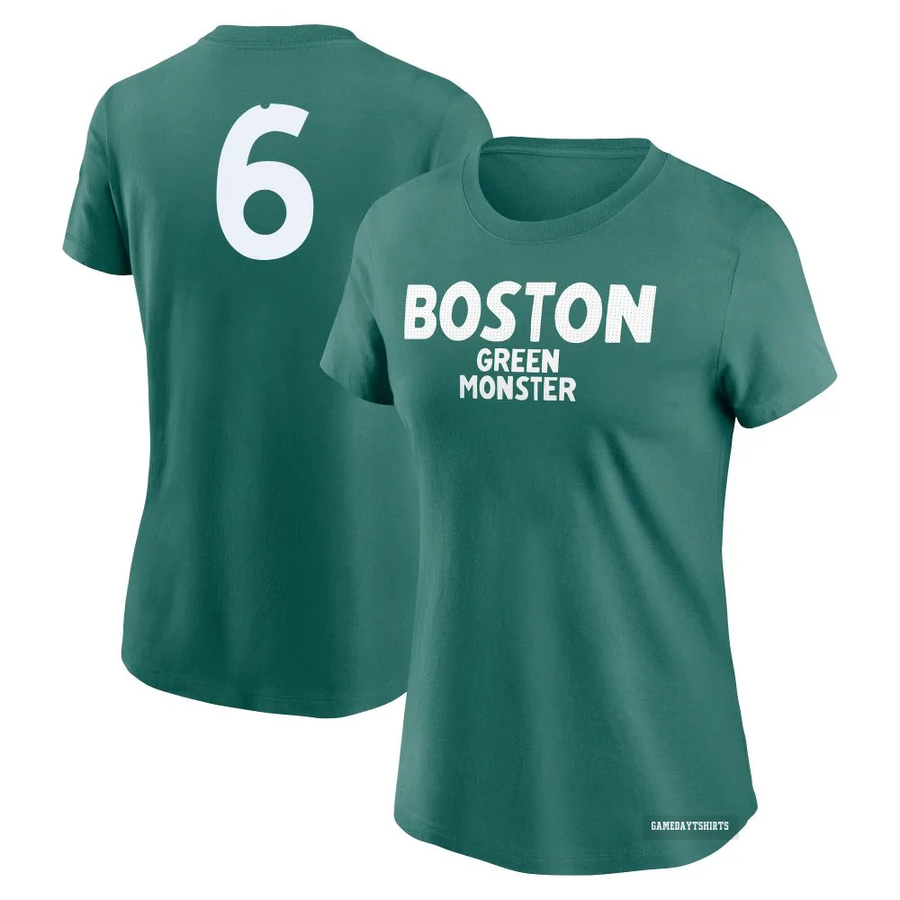 Women's Bill Buckner Boston Red Sox ＃6 Green 2025 City Connect Wordmark T-Shirt
