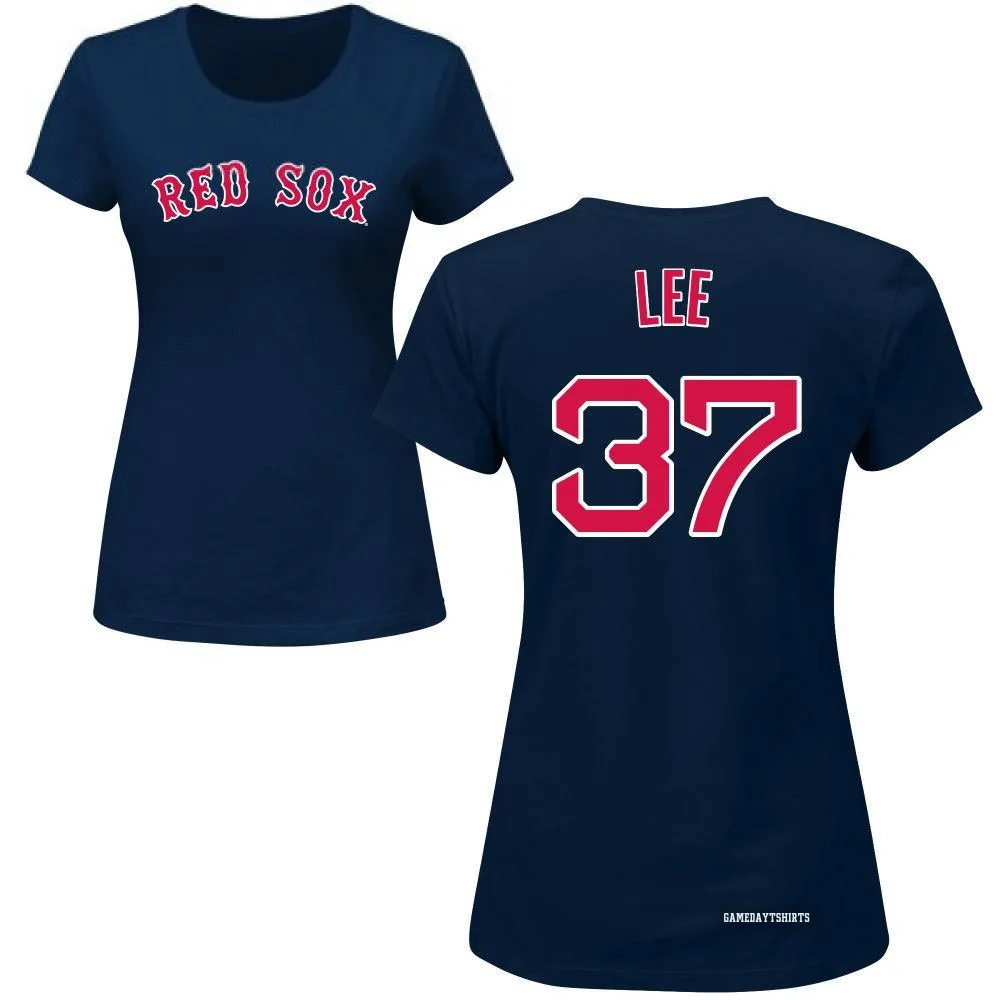 Women's Bill Lee Boston Red Sox ＃37 Navy Roster T-Shirt