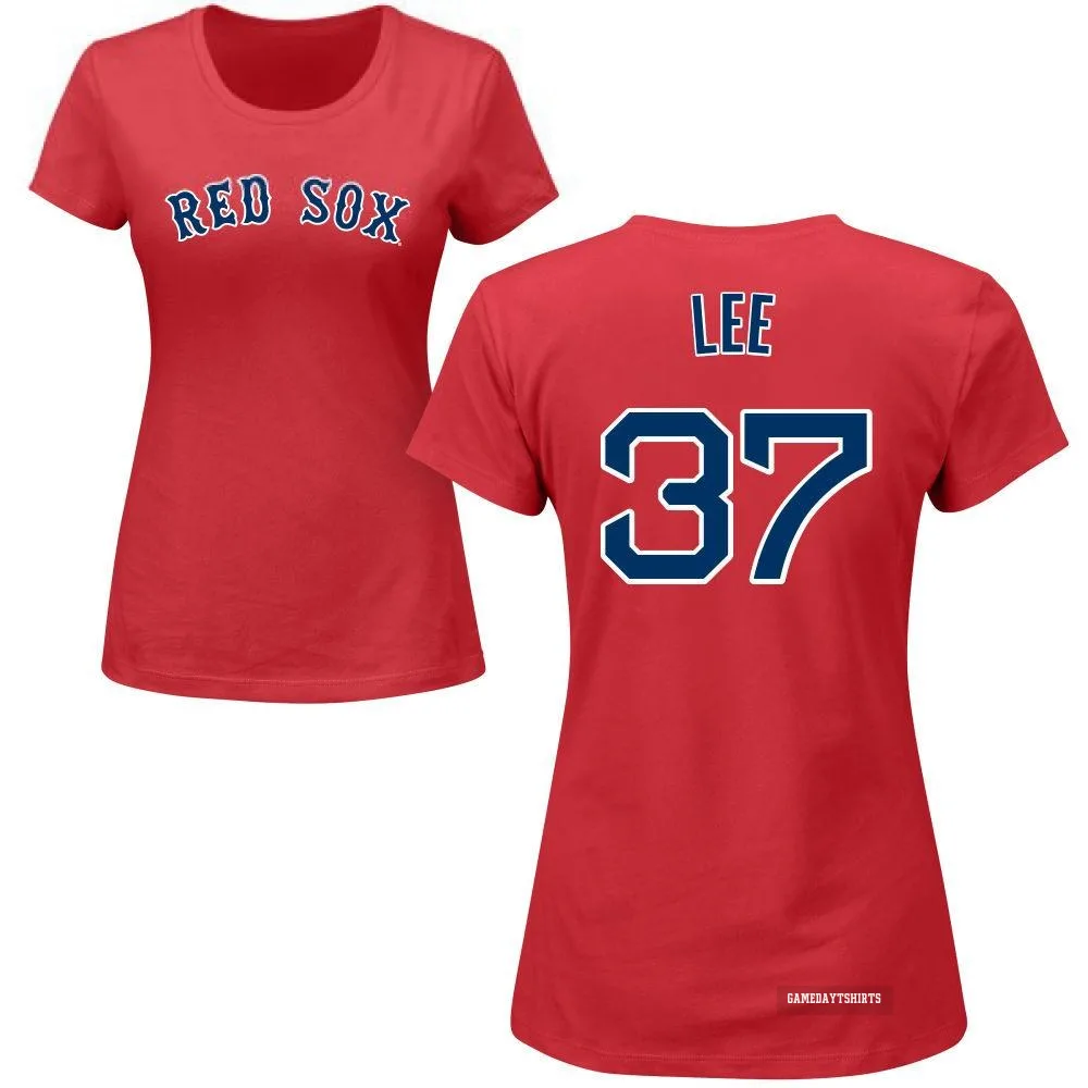 Women's Bill Lee Boston Red Sox ＃37 Red Roster T-Shirt