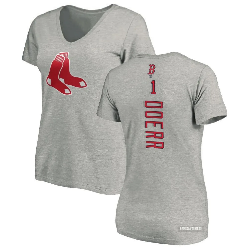 Women's Bobby Doerr Boston Red Sox ＃1 Backer Slim Fit T-Shirt Ash