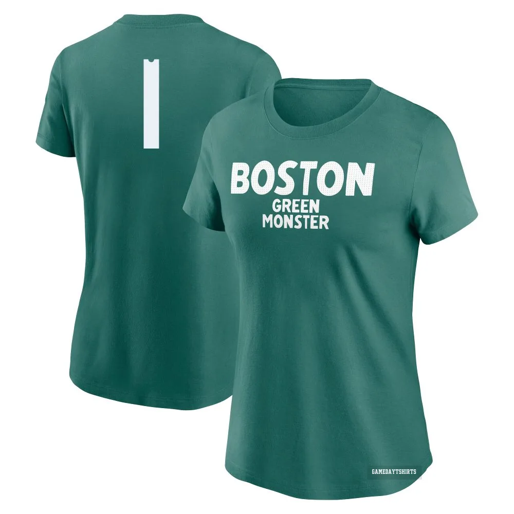 Women's Bobby Doerr Boston Red Sox ＃1 Green 2025 City Connect Wordmark T-Shirt