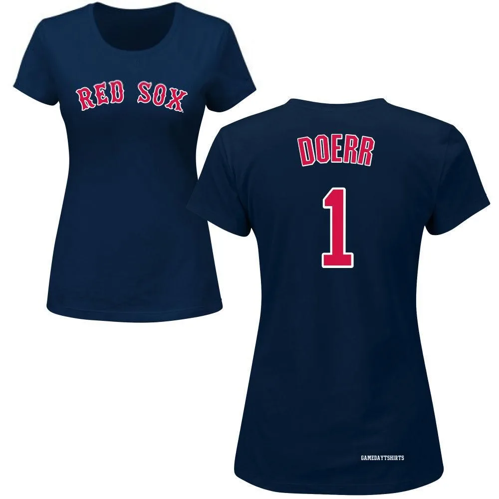Women's Bobby Doerr Boston Red Sox ＃1 Navy Roster T-Shirt