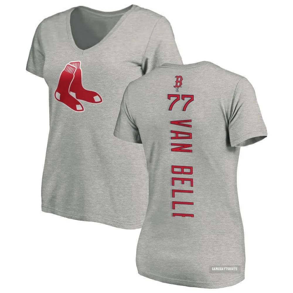 Women's Brian Van Belle Boston Red Sox ＃77 Backer Slim Fit T-Shirt Ash