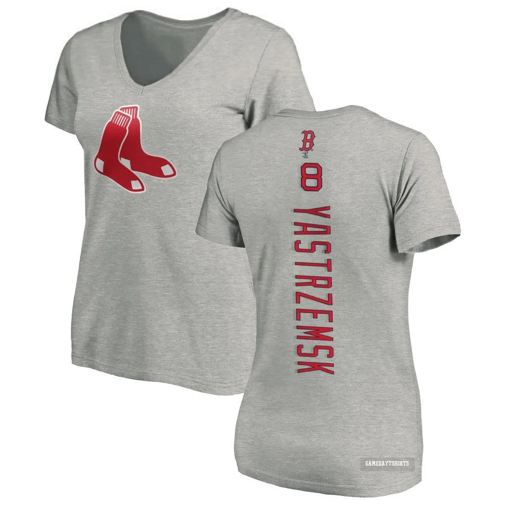 Women's Carl Yastrzemski Boston Red Sox ＃8 Backer Slim Fit T-Shirt Ash
