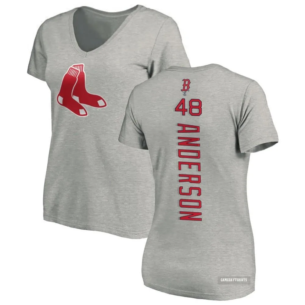 Women's Chase Anderson Boston Red Sox ＃48 Backer Slim Fit T-Shirt Ash