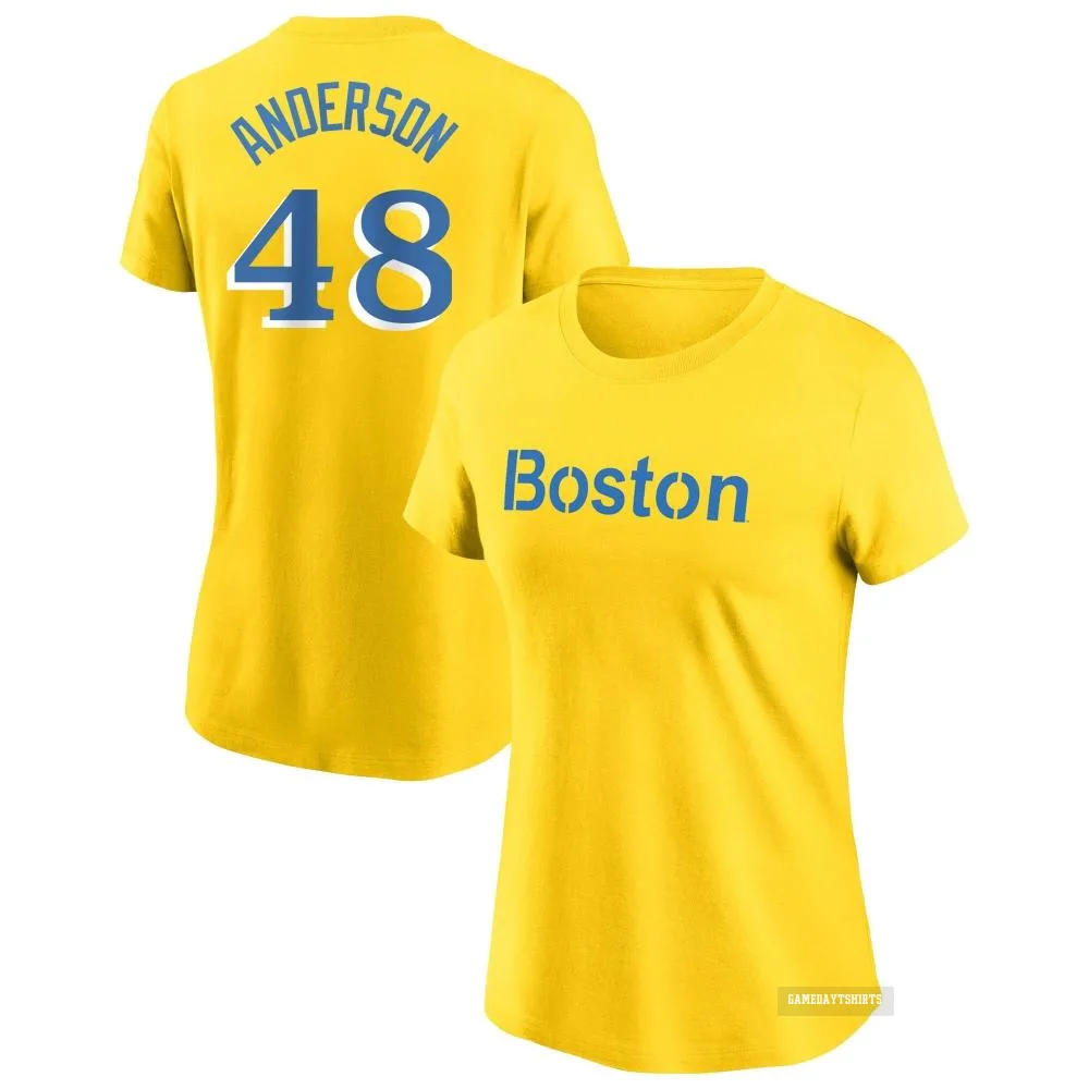 Women's Chase Anderson Boston Red Sox ＃48 Gold City Connect T-Shirt
