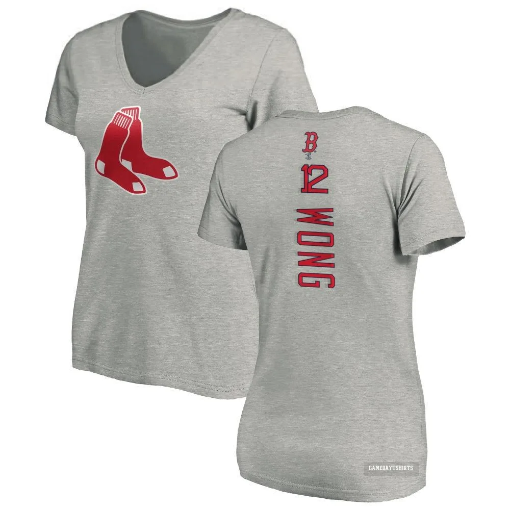 Women's Connor Wong Boston Red Sox ＃12 Backer Slim Fit T-Shirt Ash